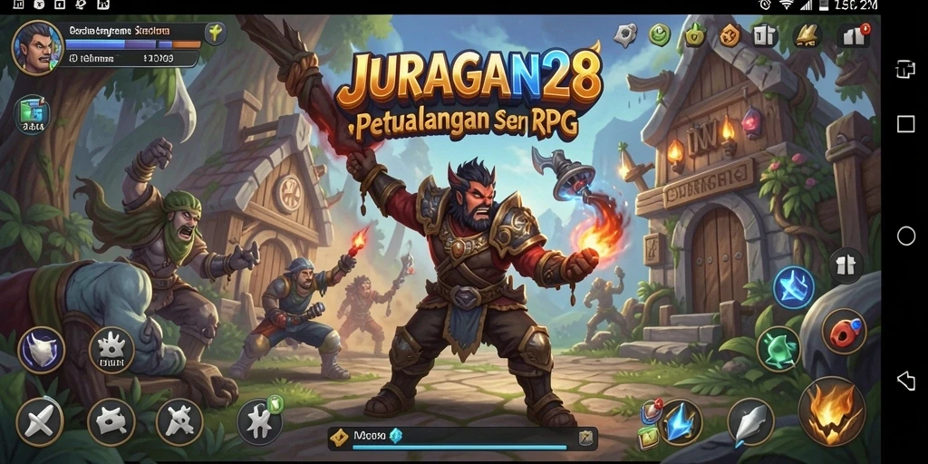 Screenshot utama JURAGAN28 menampilkan aksi RPG yang mendebarkan.