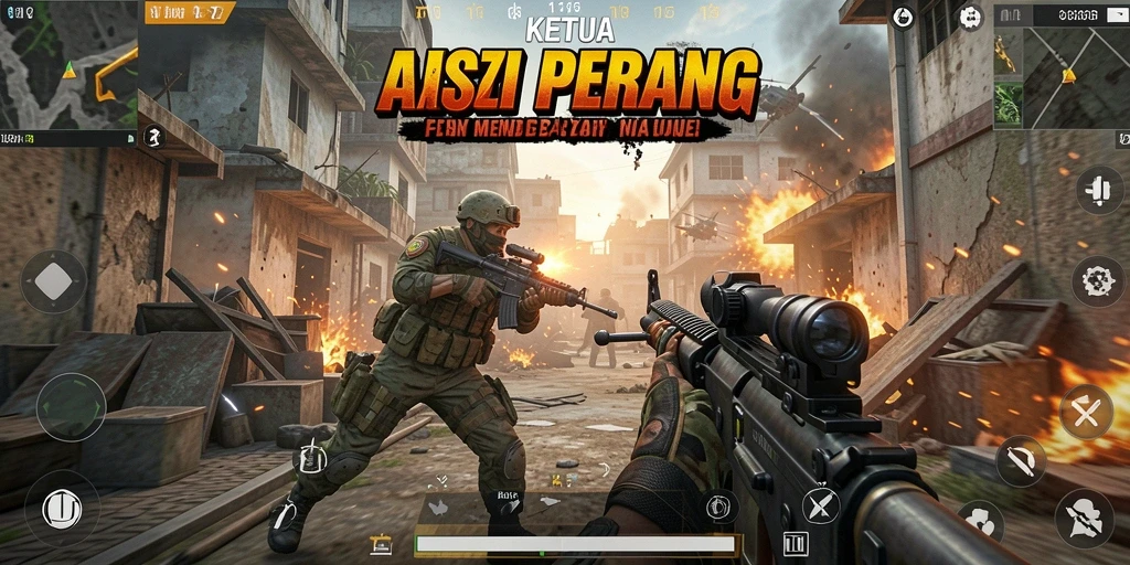 Tangkapan layar KETUA menampilkan aksi pertempuran yang mendebarkan di FPS.