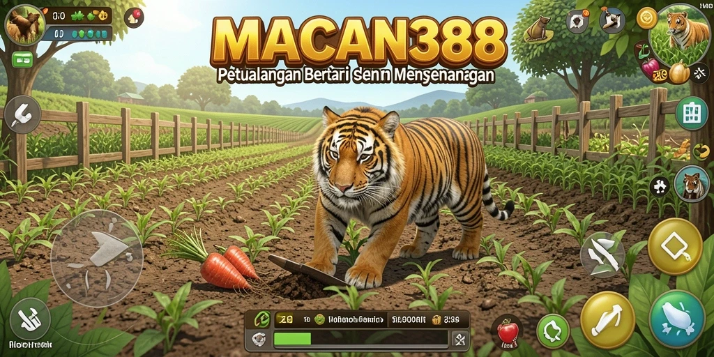 Tampilan gameplay menarik dalam MACAN388 saat bertani.