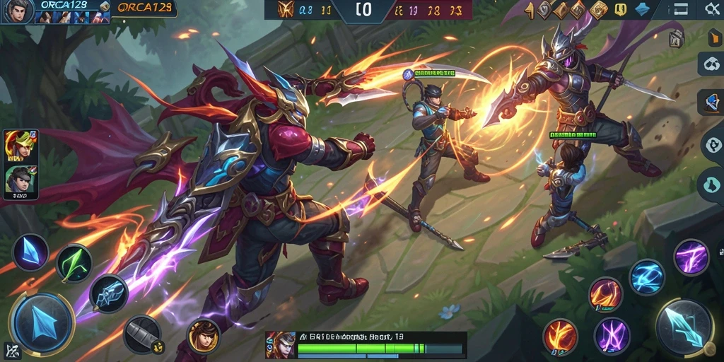 Gameplay seru di dalam <strong>ORCA128</strong> yang menunjukkan pertempuran tim.