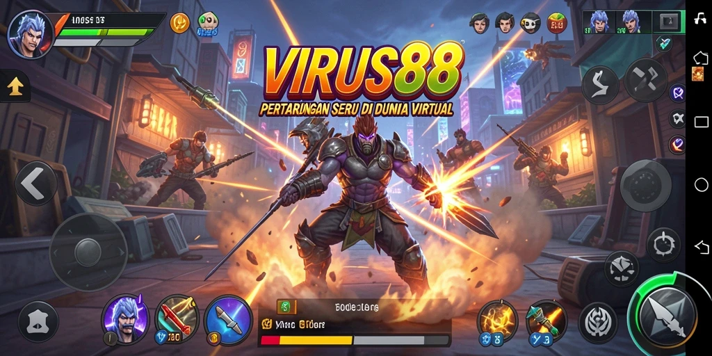 Tangkapan layar gameplay seru dalam pertarungan di VIRUS88.