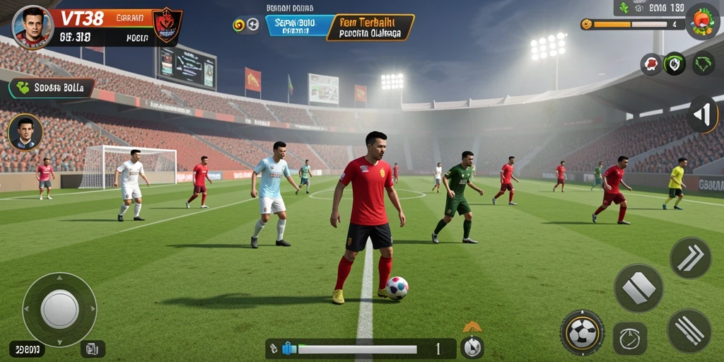 Tampilan gameplay VT38 yang seru dan kompetitif dalam sepak bola.