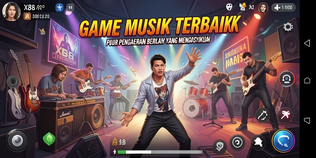 Tampilan gameplay X88 dengan fitur musik interaktif yang menarik.